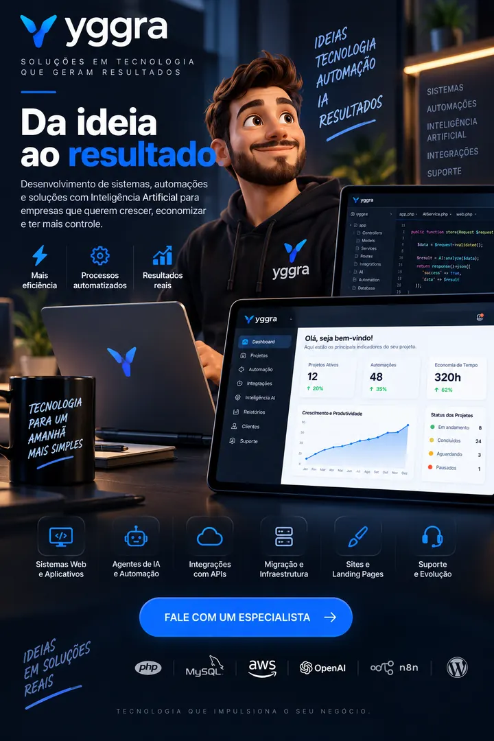 Software sob medida: Sistemas, automações e integrações desenhados para o seu processo.